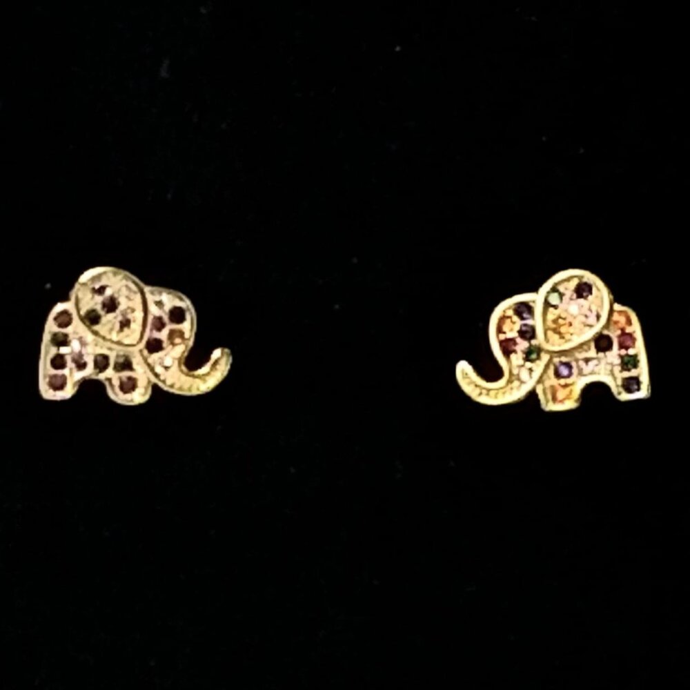 NWT🐘 ELEFANNT -STUD EARRING -SMALLER MICRO ZIRCONIA MULTICOLOR